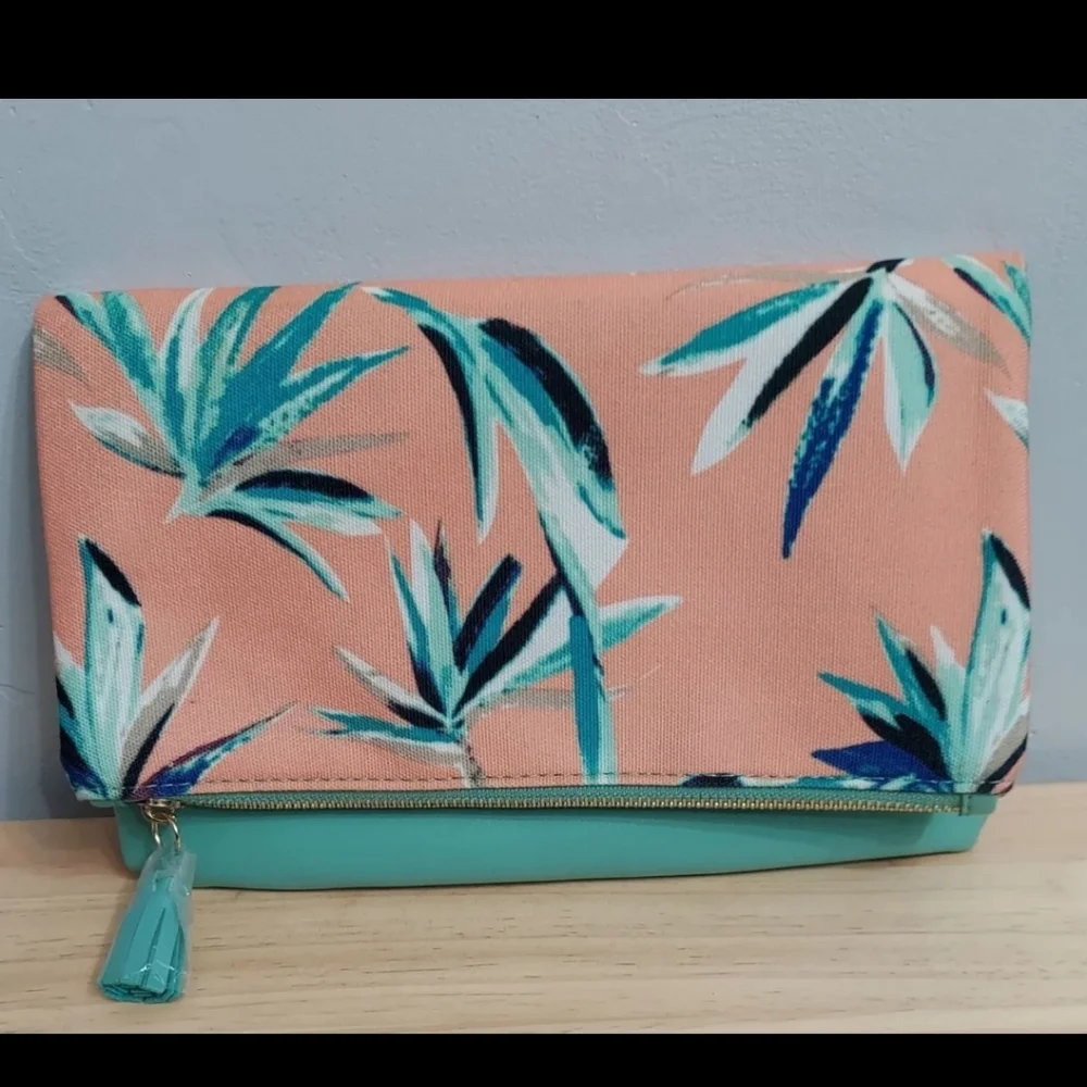Rachel Pally Anthropologie Vegan Clutch Green Floral